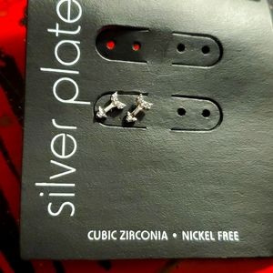 Free with Bundle. Arrow Silver plated cubic zirconia earrings